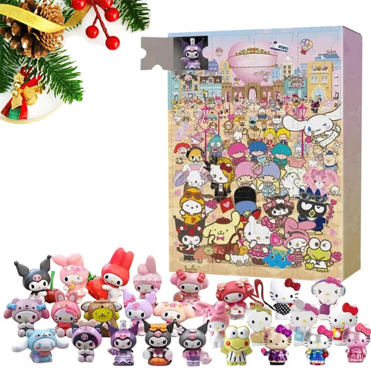 Delightful 24PC Sanrio Christmas Advent Calendar - Adorable Hello Kitty & Kuromi PVC Action Figures for a Fun Countdown! Perfect Birthday Gift for Girls!